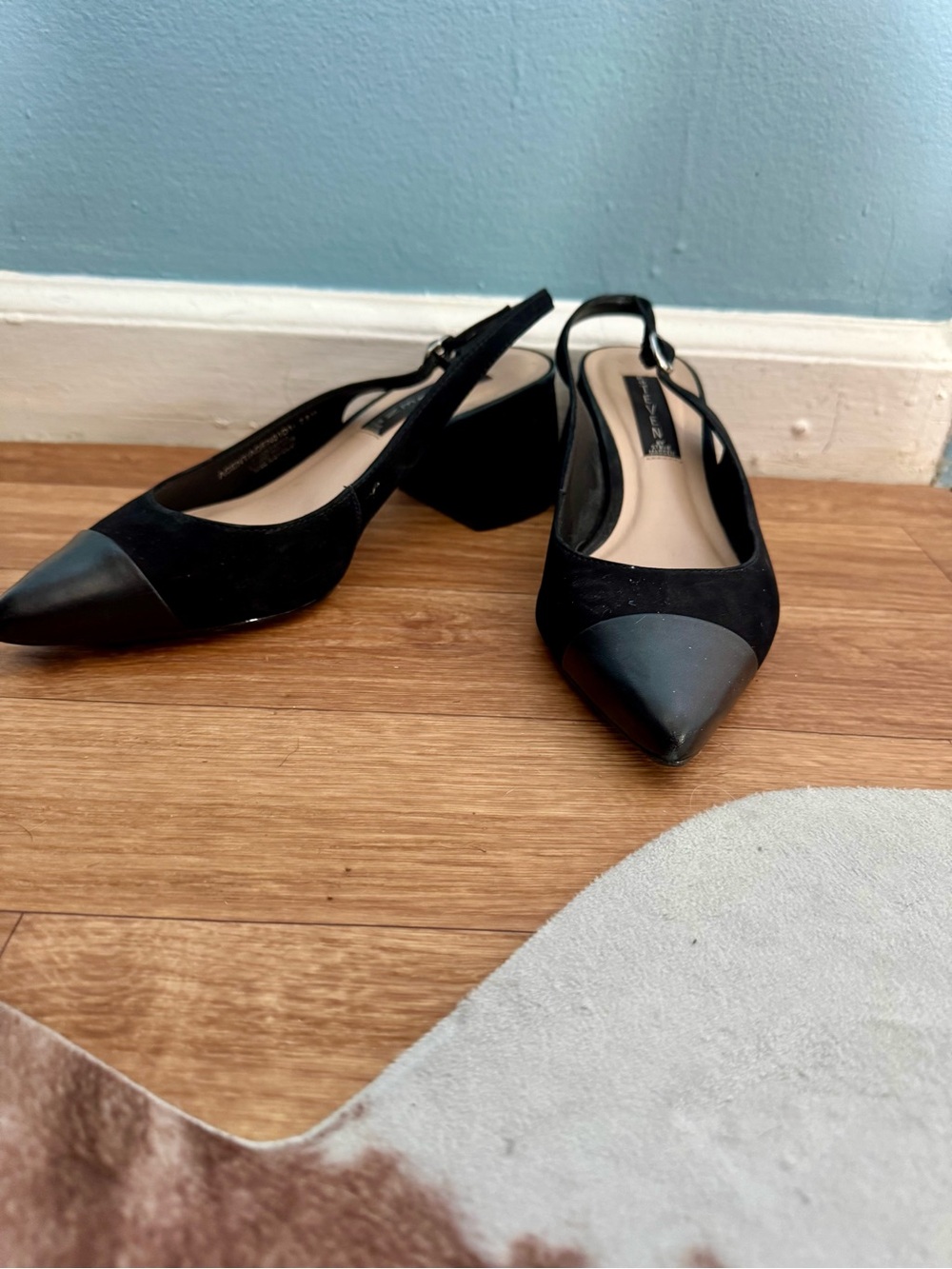Steve Madden Black Pointed-Toe Slingback Block Heels